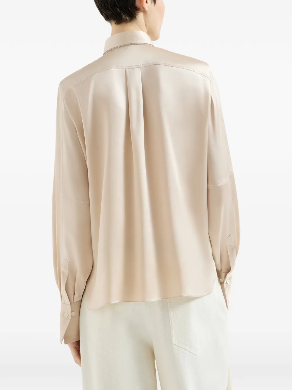 Brunello Cucinelli Stretch zijden satijnen blouse Beige