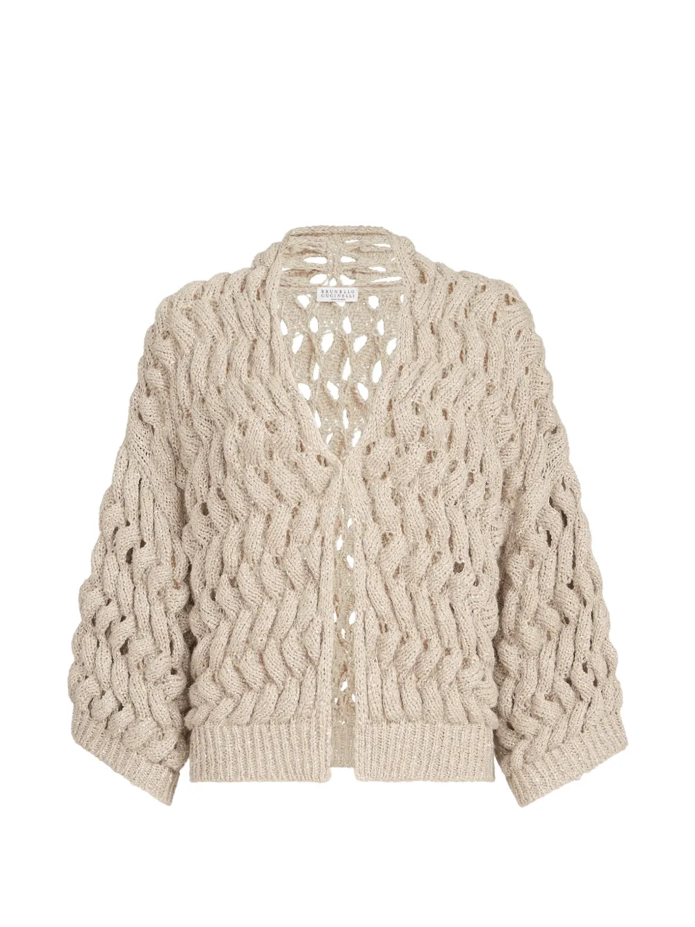 Brunello Cucinelli silk and linen dazzling waves cardigan - Toni neutri