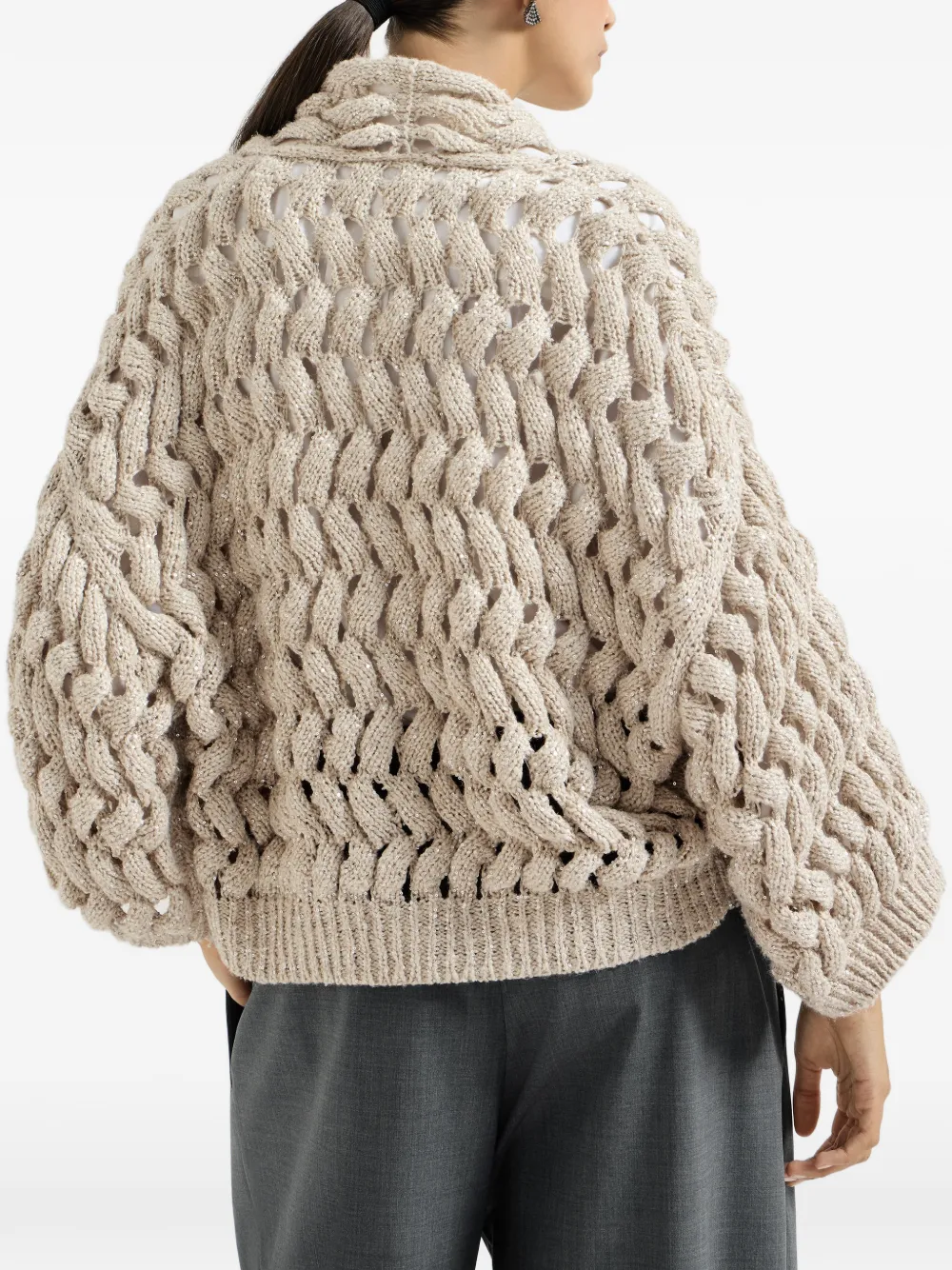 Brunello Cucinelli Vest van zijde en linnen Beige