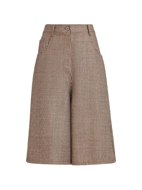 Brunello Cucinelli sparkling virgin wool houndstooth long bermuda shorts with Monili
