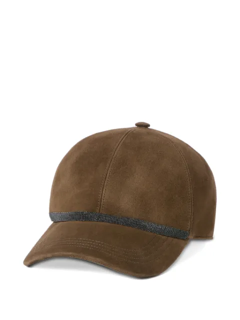 Brunello Cucinelli gorra de béisbol de gamuza con banda brillante