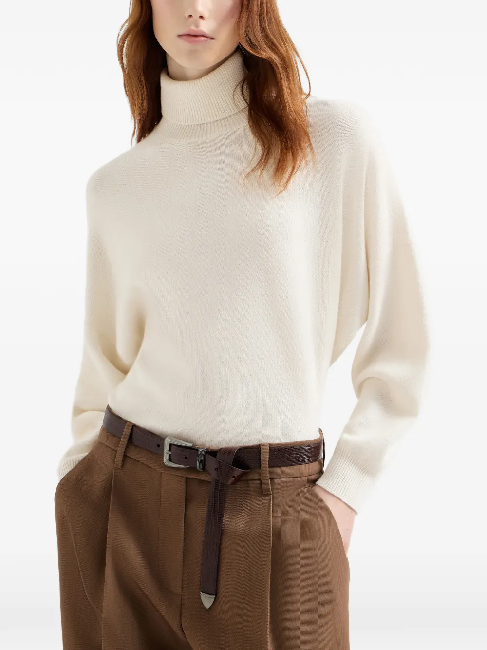 Brunello Cucinelli Kasjmier coltrui met monili Beige