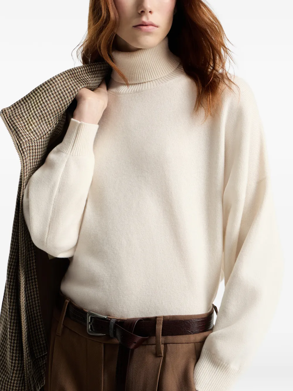 Brunello Cucinelli Kasjmier coltrui met monili Beige