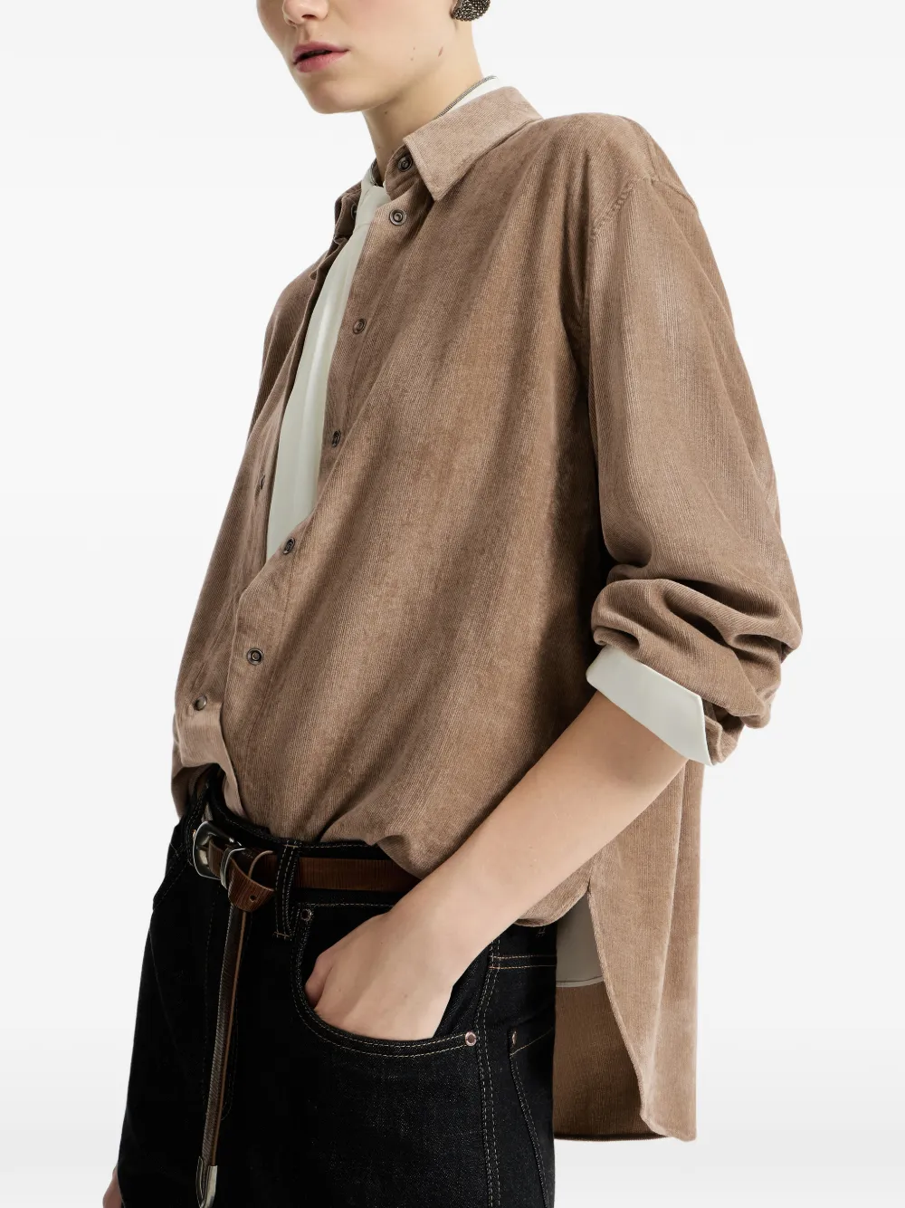 Brunello Cucinelli Button-down overhemd Bruin