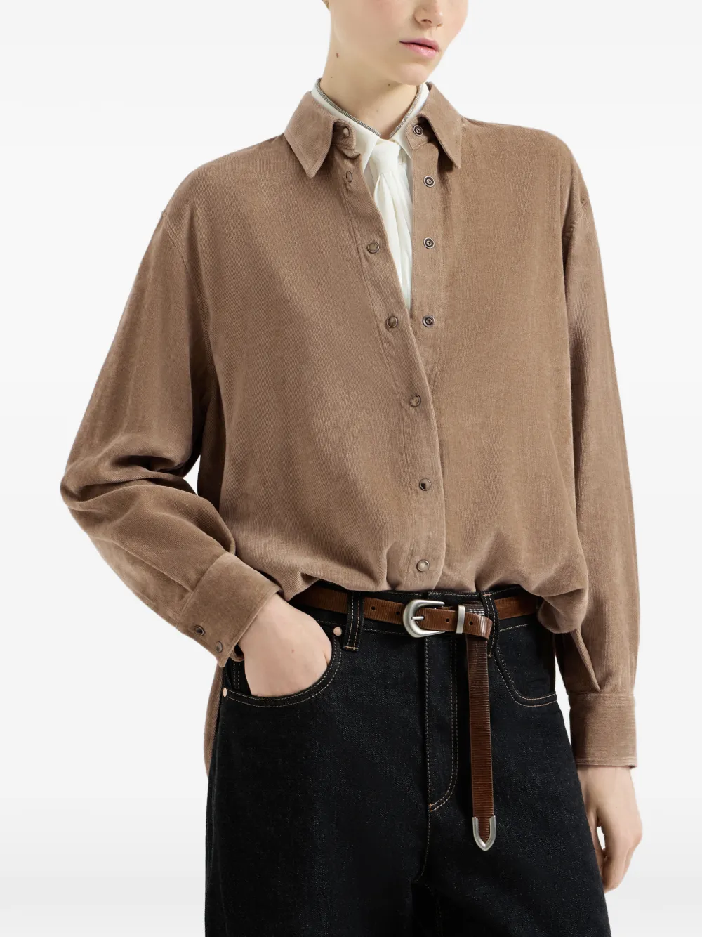 Brunello Cucinelli Button-down overhemd Bruin