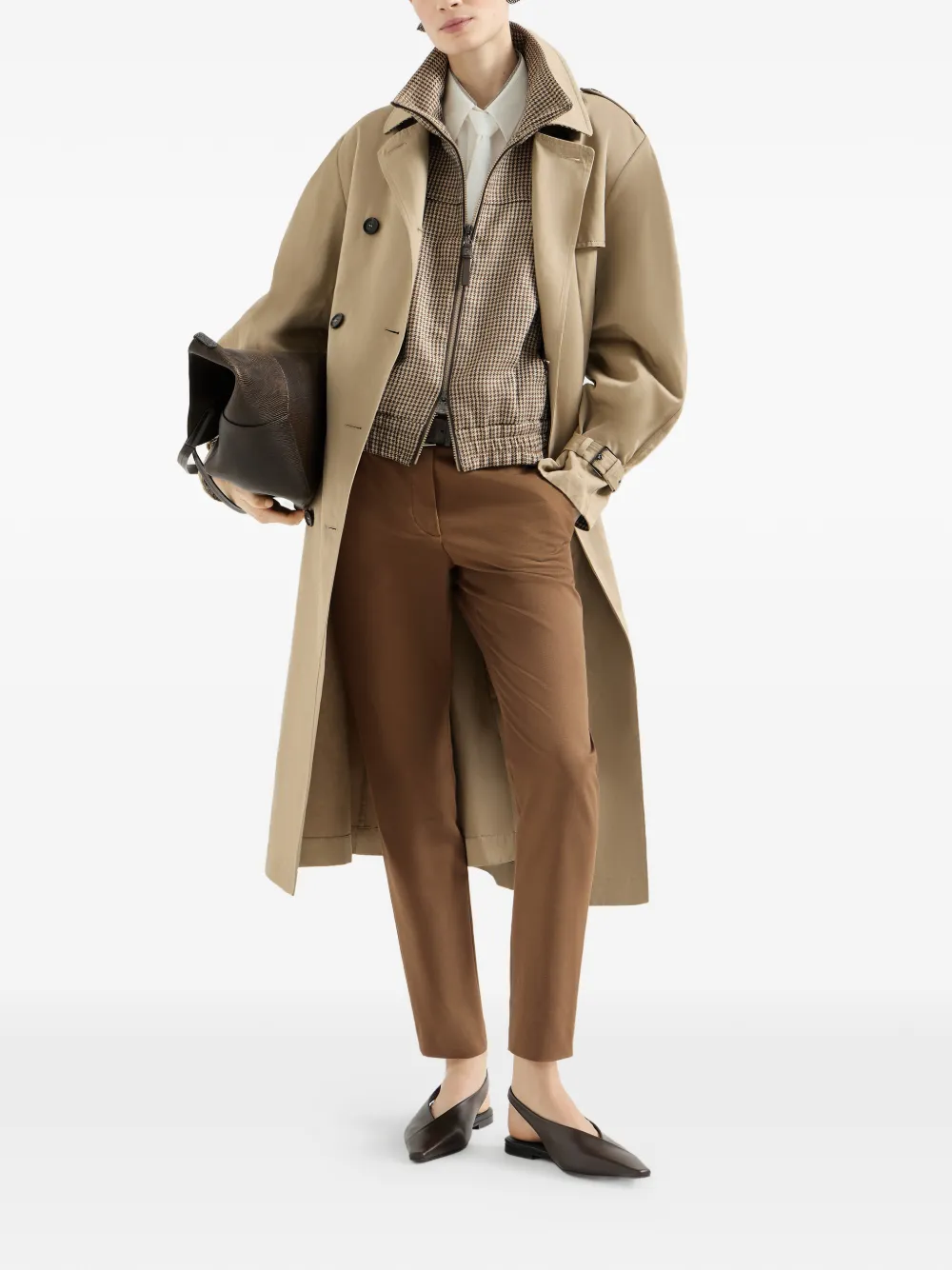 Brunello Cucinelli Stretch katoenen broek Bruin