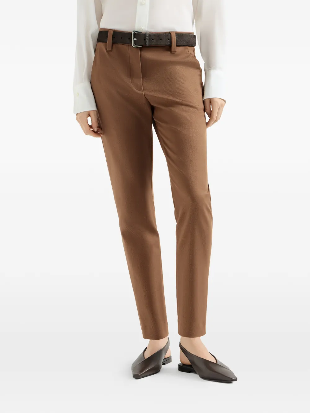 Brunello Cucinelli Stretch katoenen broek Bruin