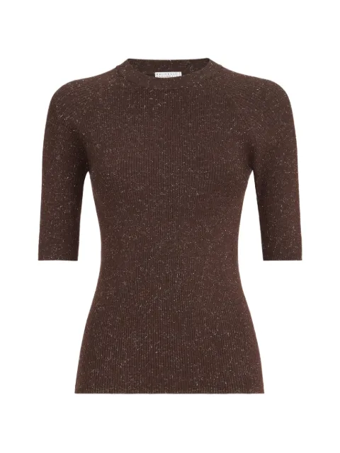 Brunello Cucinelli — sparkling cashmere lightweight rib-knit sweater