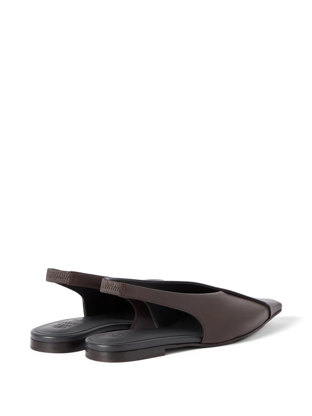 Brunello Cucinelli Kalfsleren slingback ballerina's Bruin