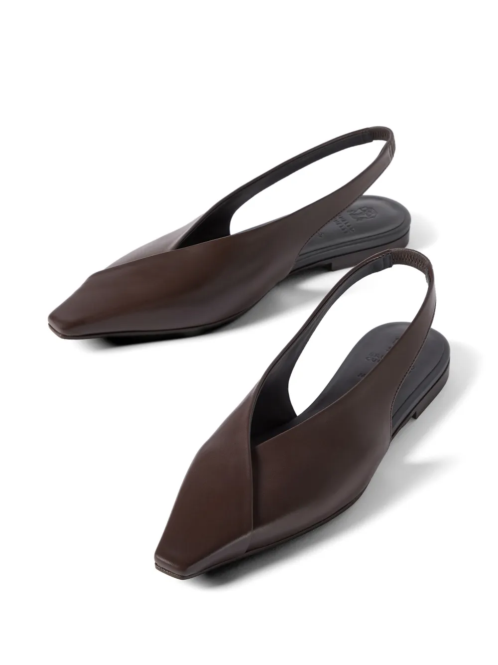 Brunello Cucinelli Kalfsleren slingback ballerina's Bruin
