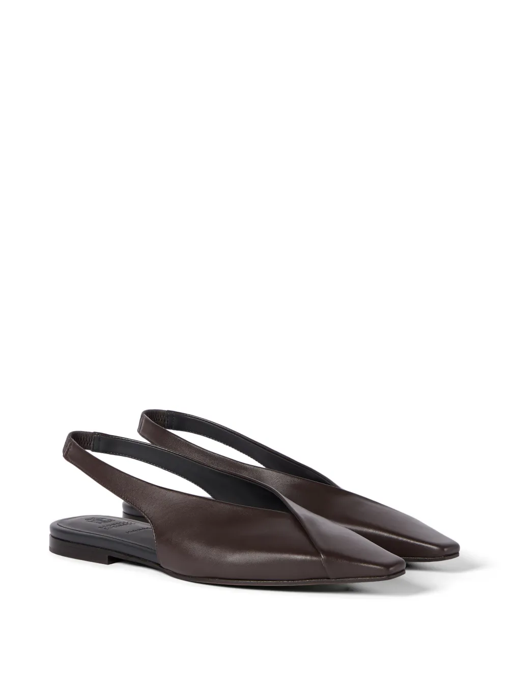 Brunello Cucinelli Kalfsleren slingback ballerina's Bruin