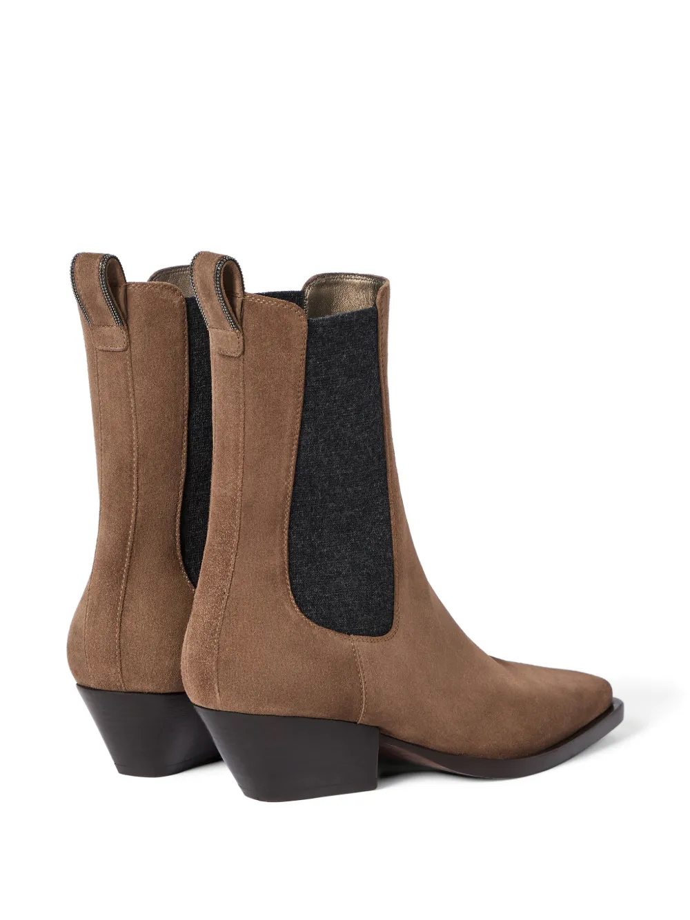 Brunello Cucinelli Suède Chelsea laarzen met lusdetail Beige