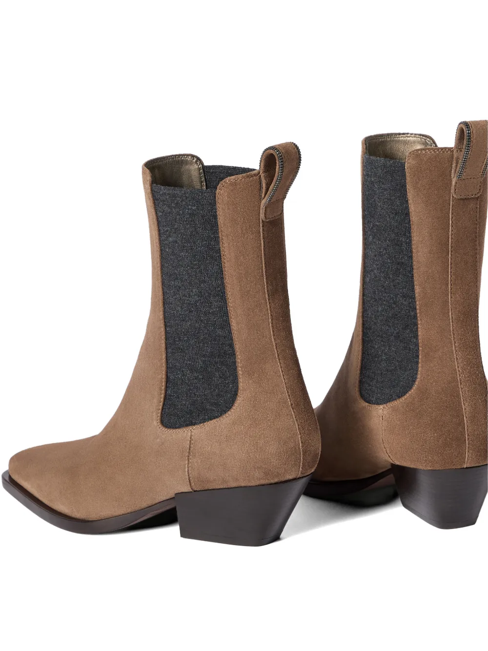 Brunello Cucinelli Suède Chelsea laarzen met lusdetail Beige