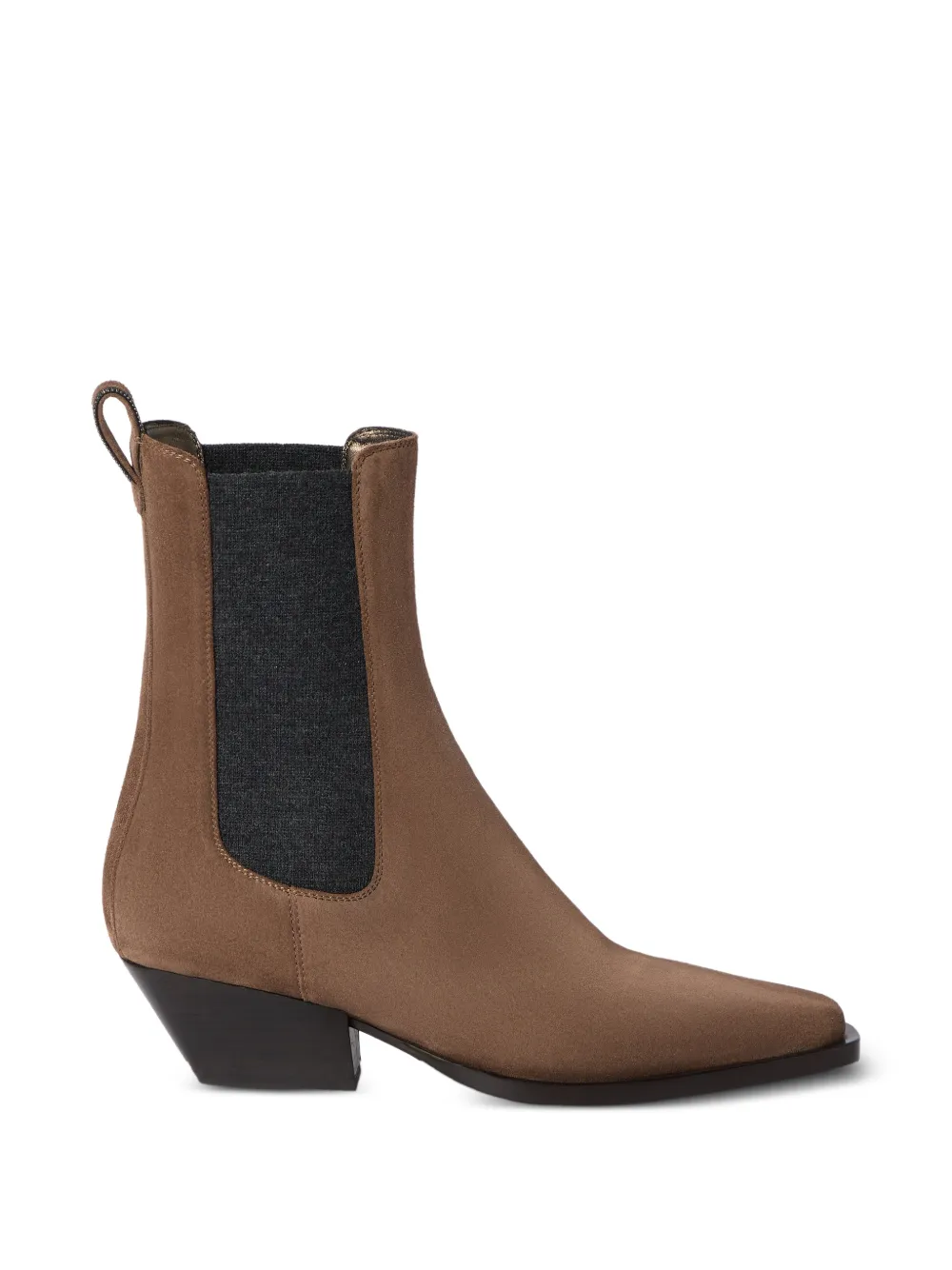 Brunello Cucinelli Suède Chelsea laarzen met lusdetail Beige