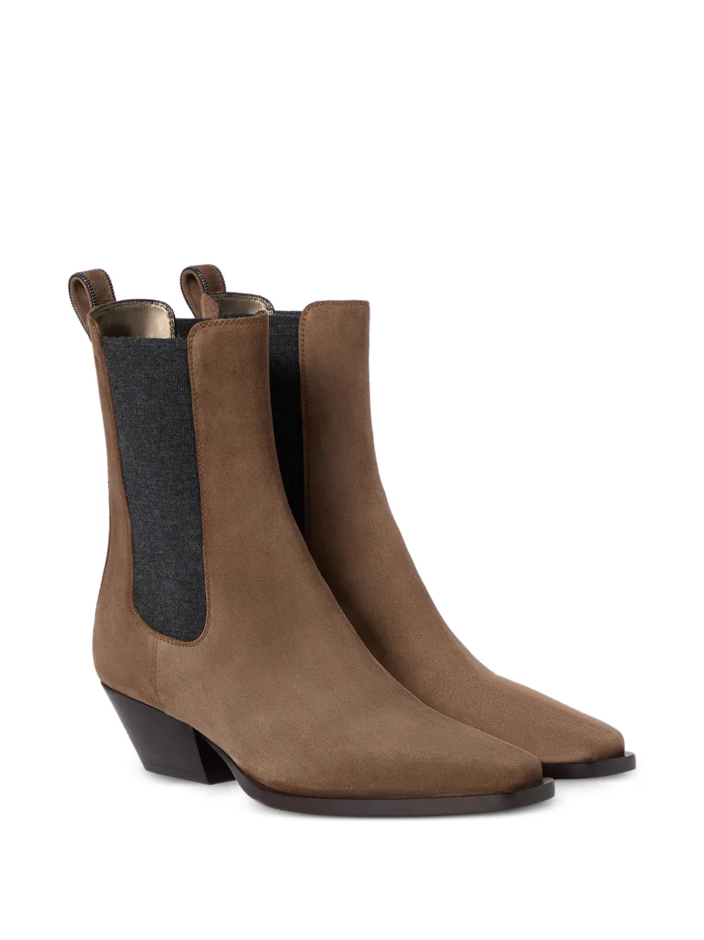 Brunello Cucinelli Suède Chelsea laarzen met lusdetail Beige