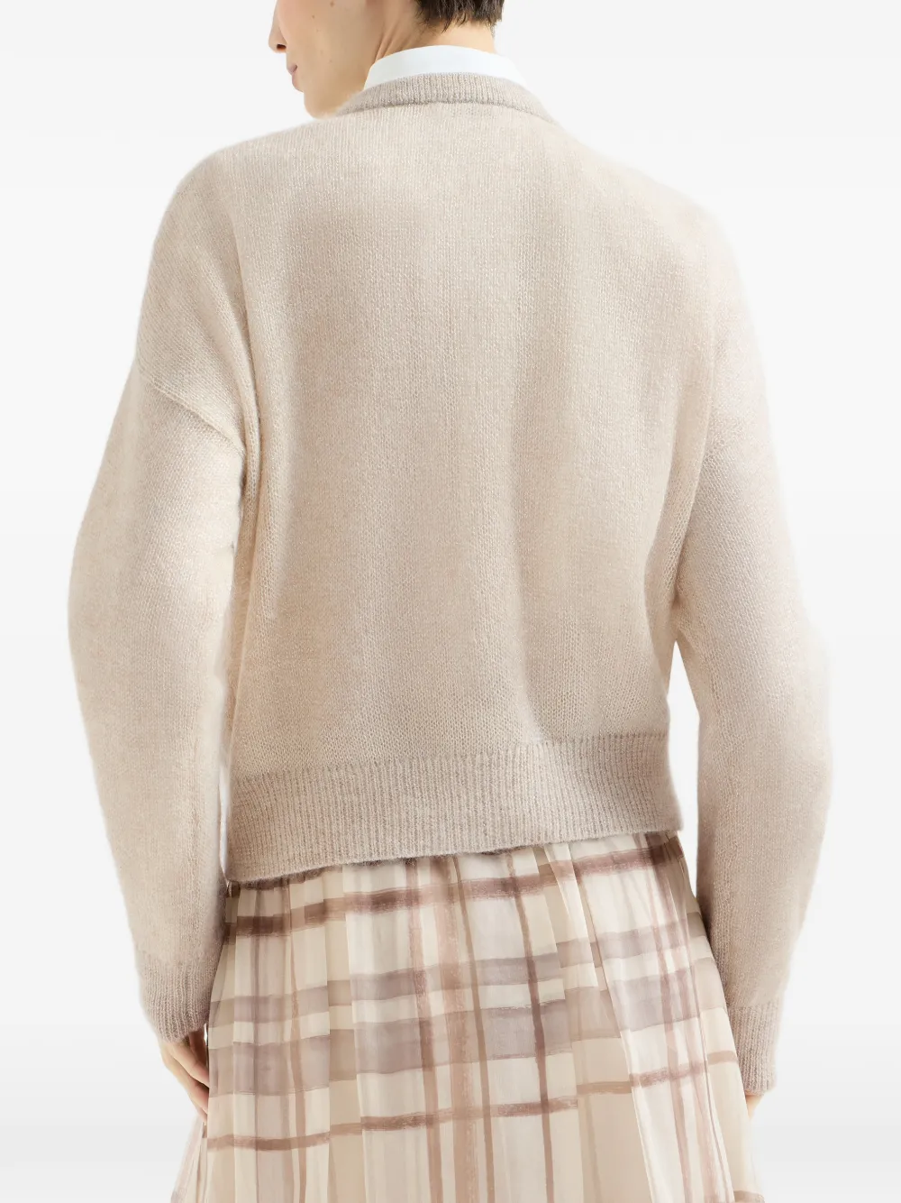 Brunello Cucinelli Mohair en wollen vest met monili Beige