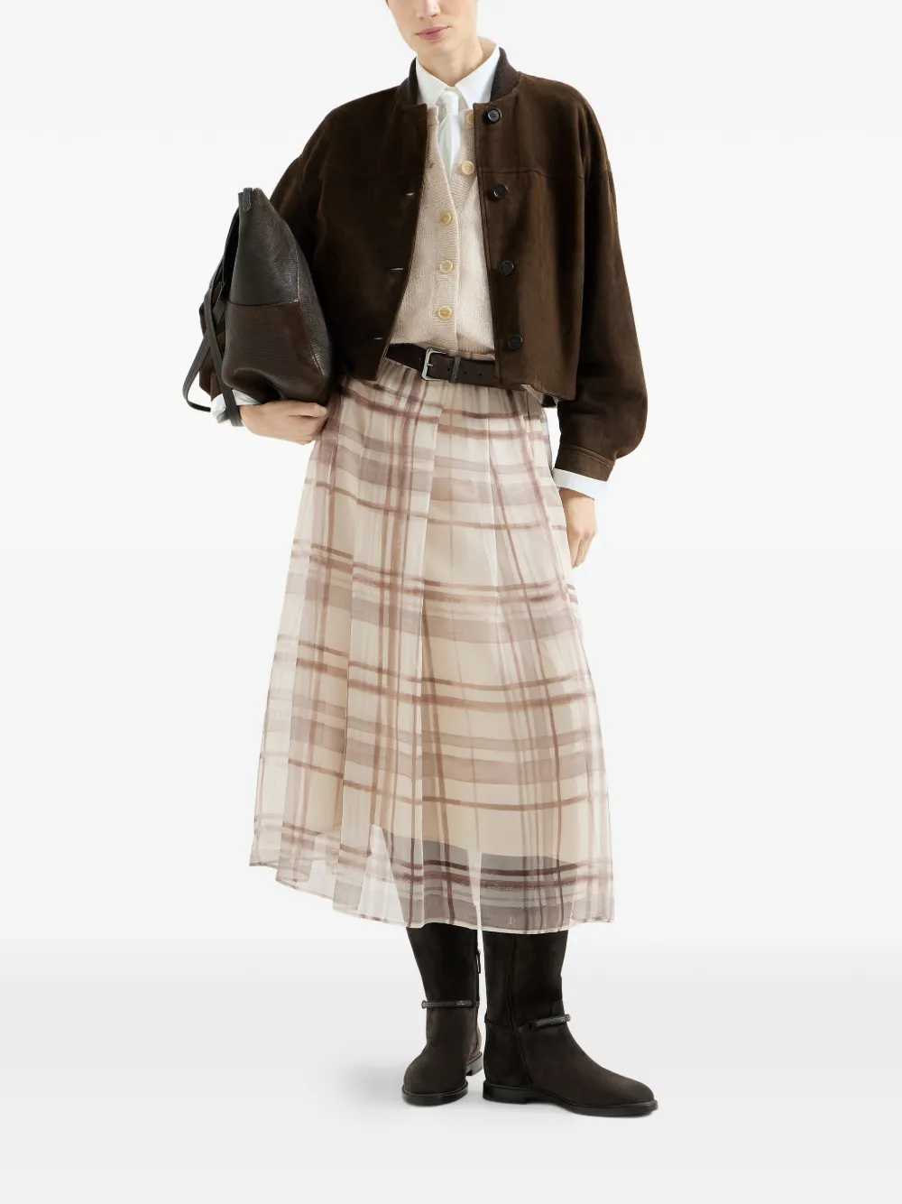 Brunello Cucinelli Mohair en wollen vest met monili Beige