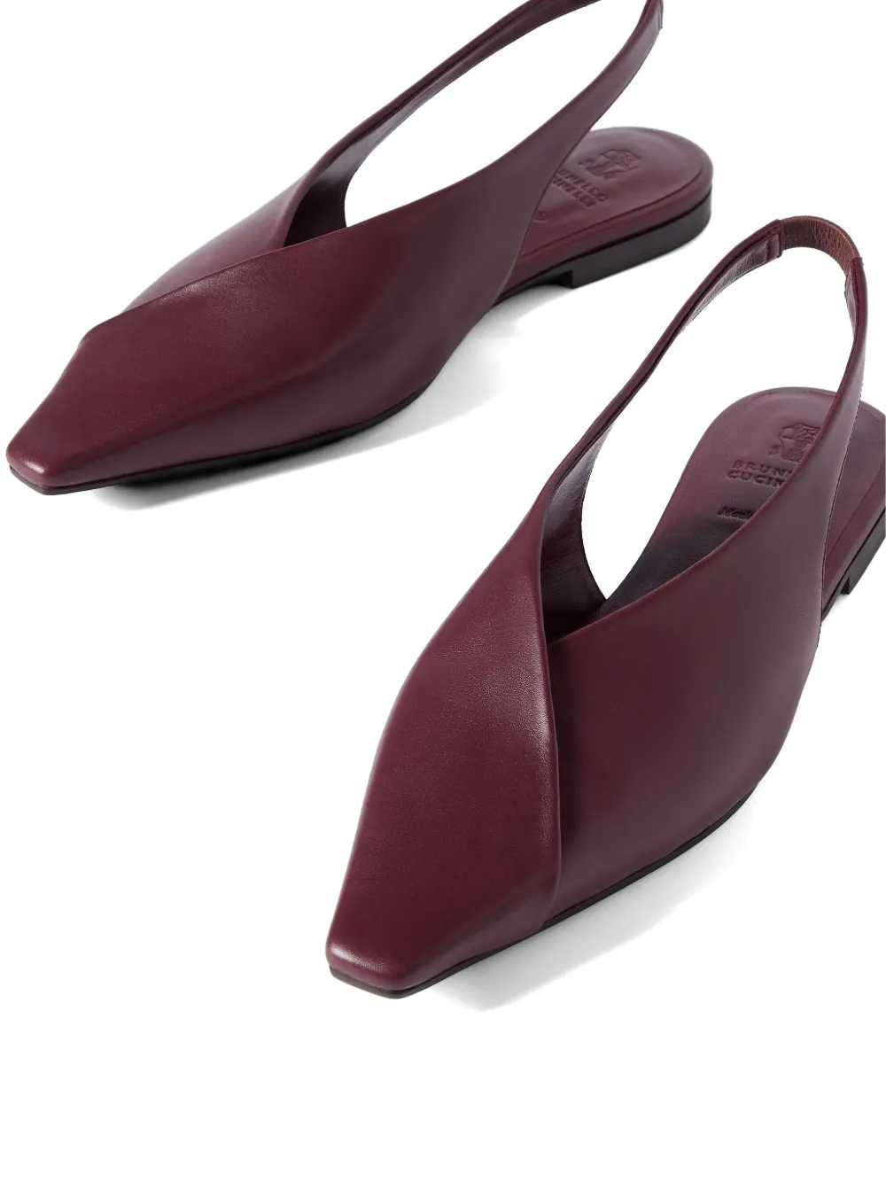 Brunello Cucinelli Kalfsleren slingback ballerina's Rood