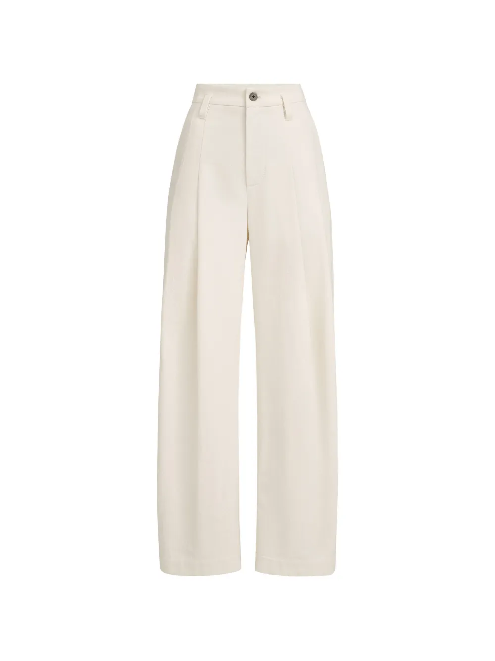 Brunello Cucinelli dyed cotton and wool wrinkled denim five-pocket baggy trousers with Monili - Toni neutri
