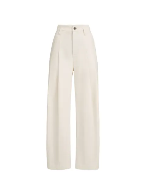 Brunello Cucinelli dyed cotton and wool wrinkled denim five-pocket baggy trousers with Monili