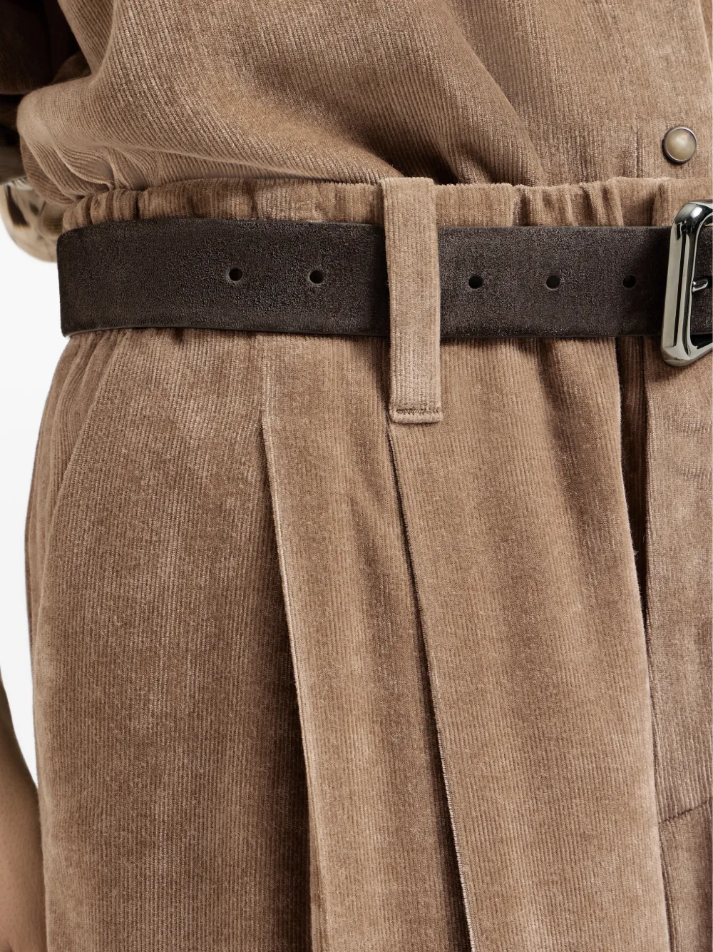 Brunello Cucinelli Ribfluwelen baggy pantalon Beige