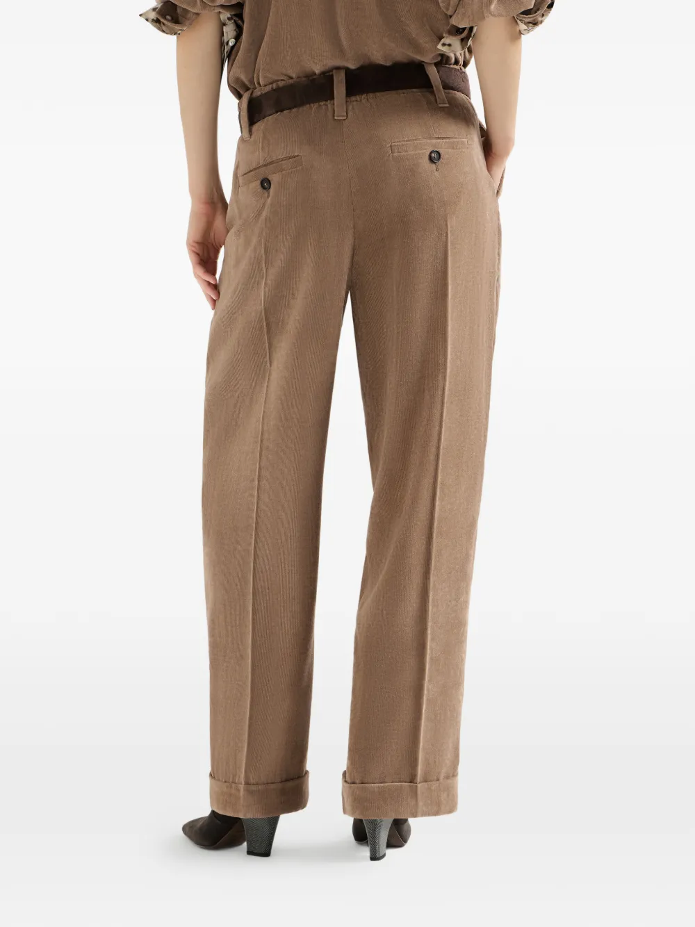 Brunello Cucinelli Ribfluwelen baggy pantalon Beige