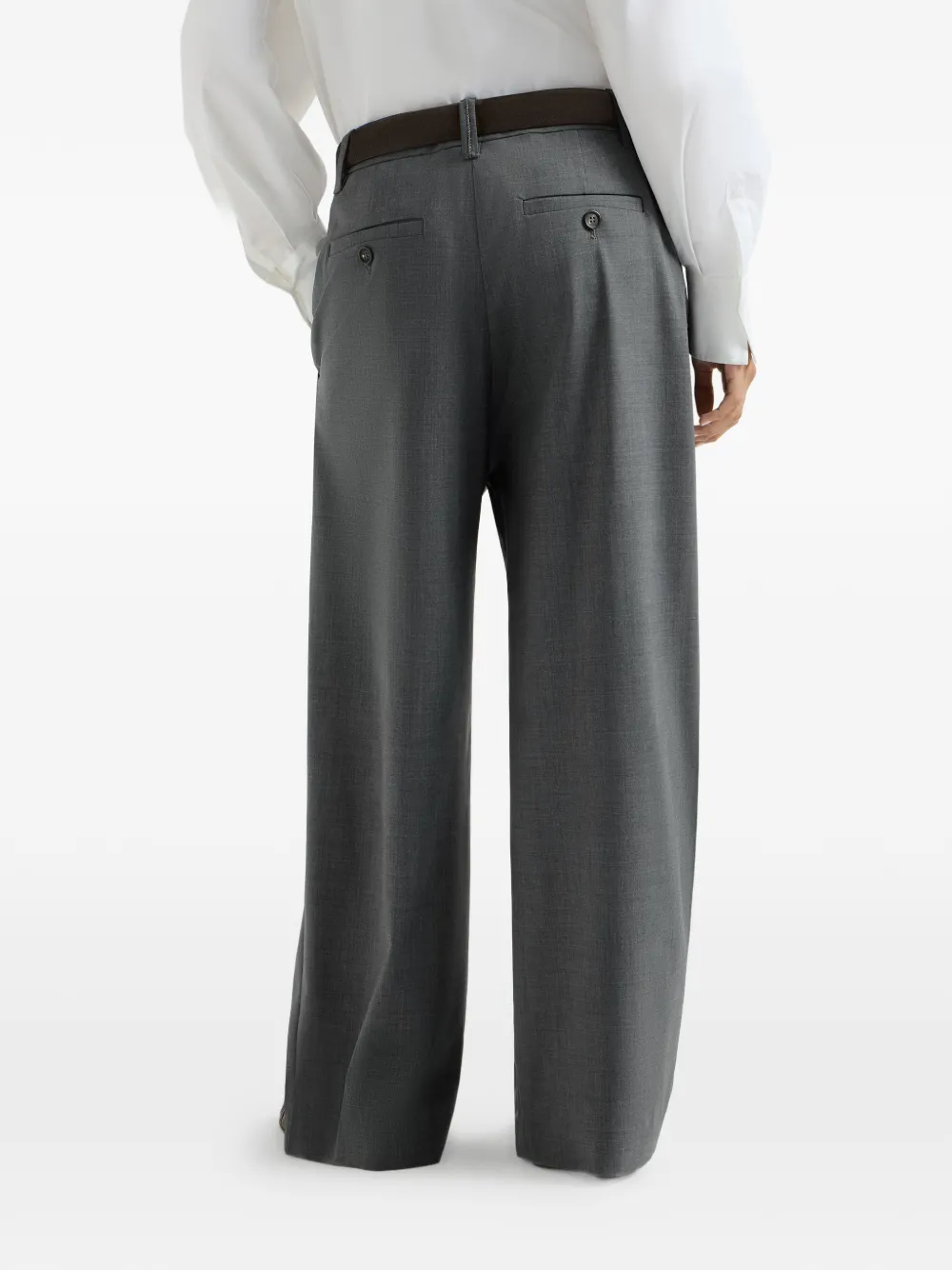 Brunello Cucinelli Wollen pantalon met monili Grijs