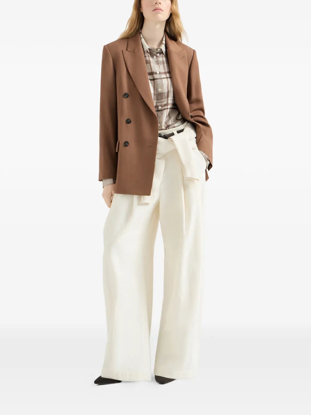 Brunello Cucinelli Geruite blouse Beige