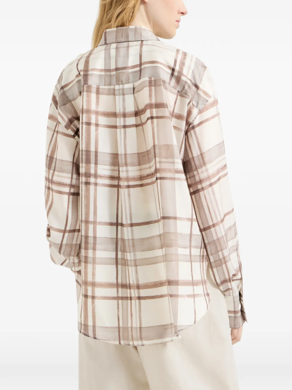 Brunello Cucinelli Geruite blouse Beige