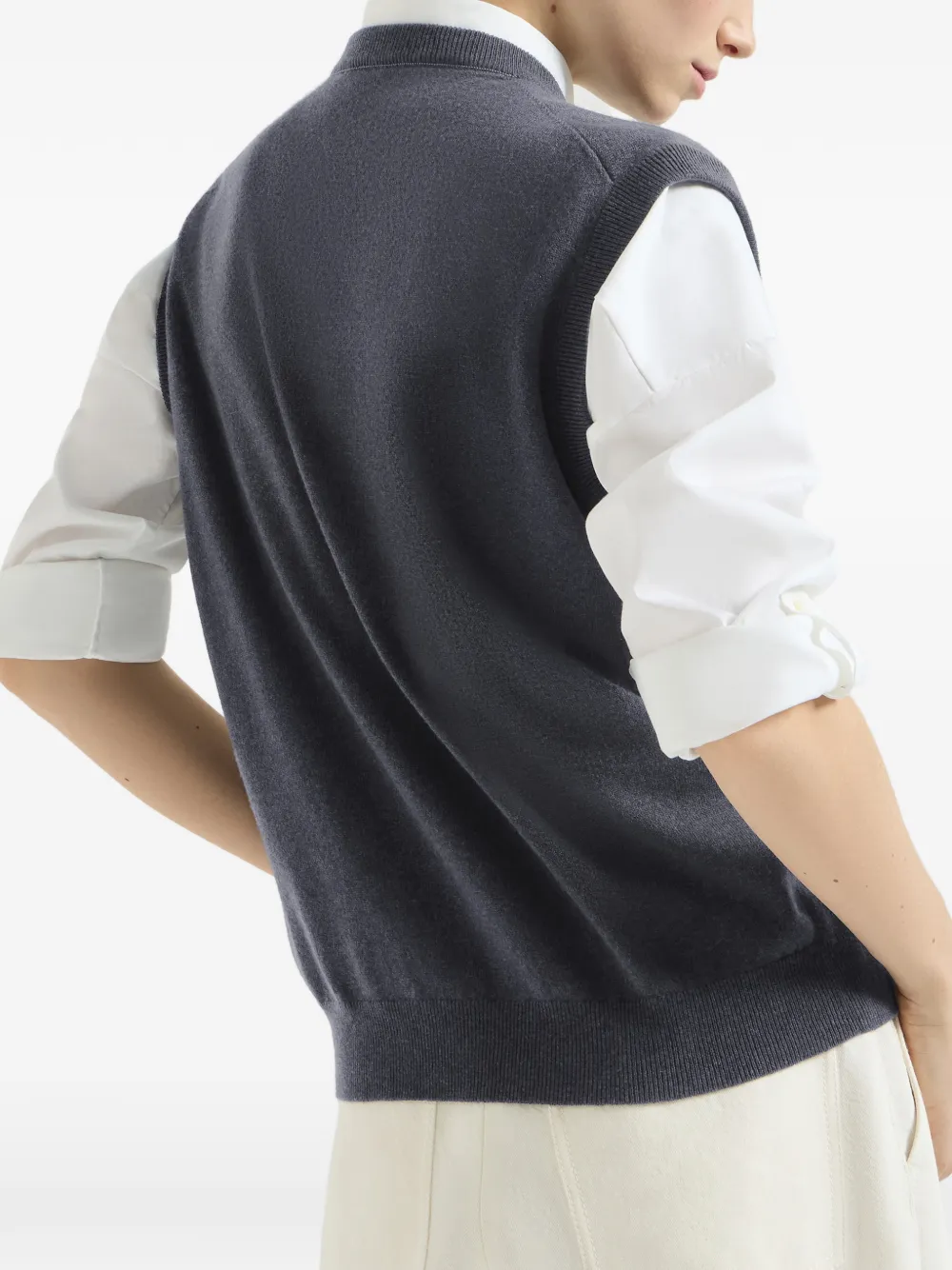 Brunello Cucinelli Kasjmier spencer met monili Grijs