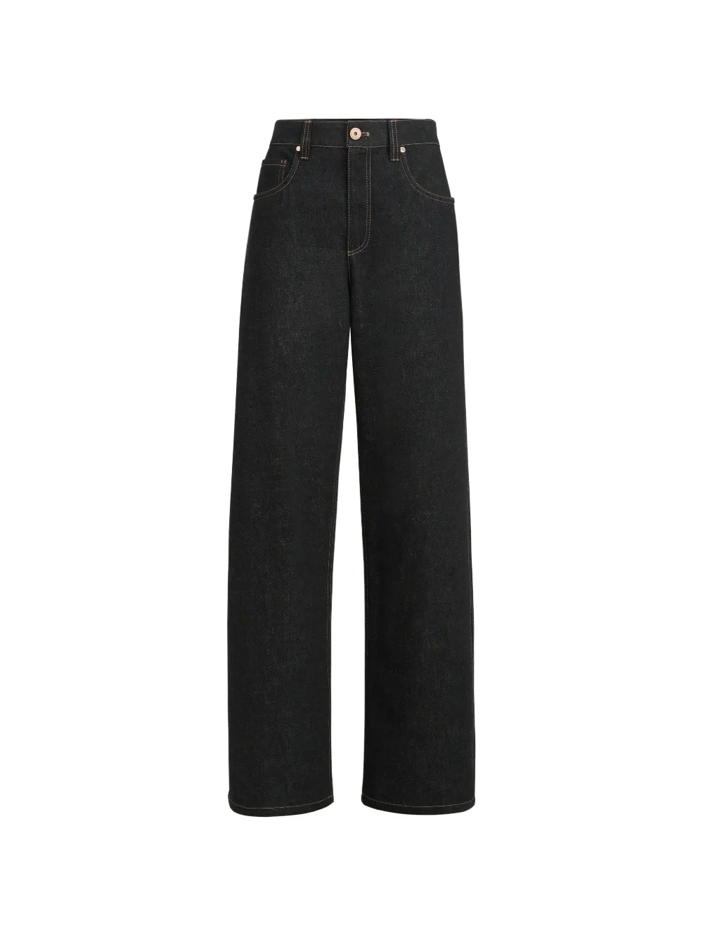 Brunello Cucinelli no-fade denim loose barrel trousers with monili - Blu