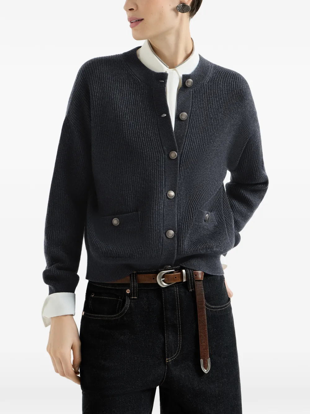 Brunello Cucinelli Geribbeld kasjmier vest Blauw