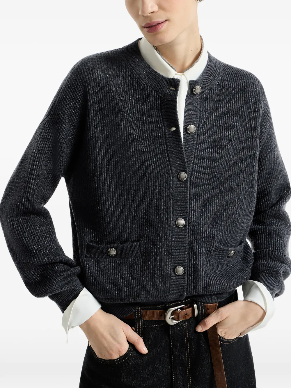 Brunello Cucinelli Geribbeld kasjmier vest Blauw