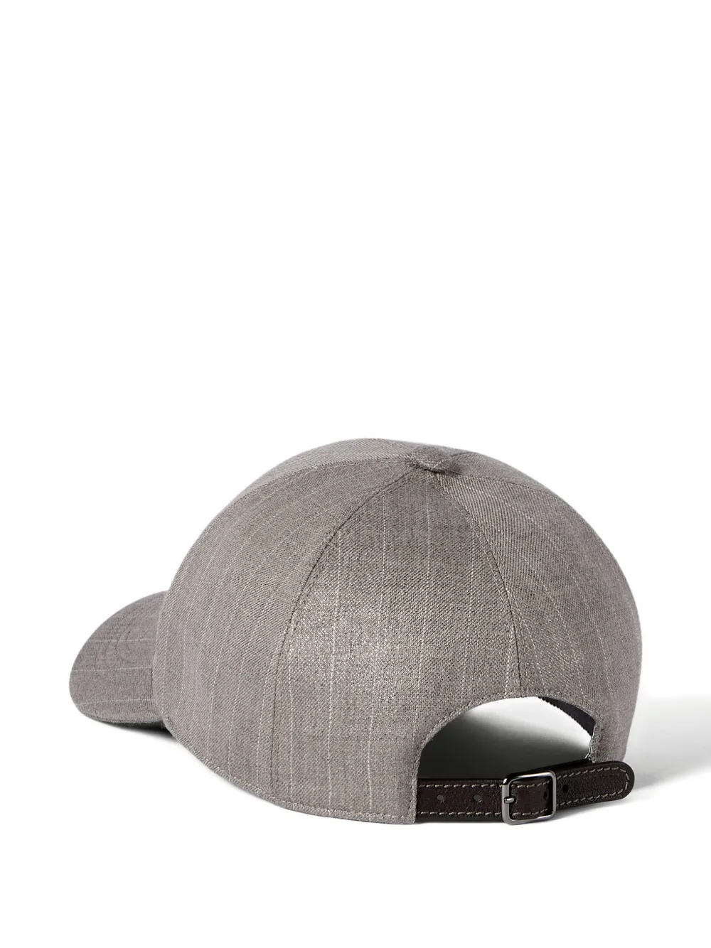  Brunello Cucinelli Casquette De Baseball à Rayures De Laine Vierge Scintillante Avec Bande Brillante - Gris 