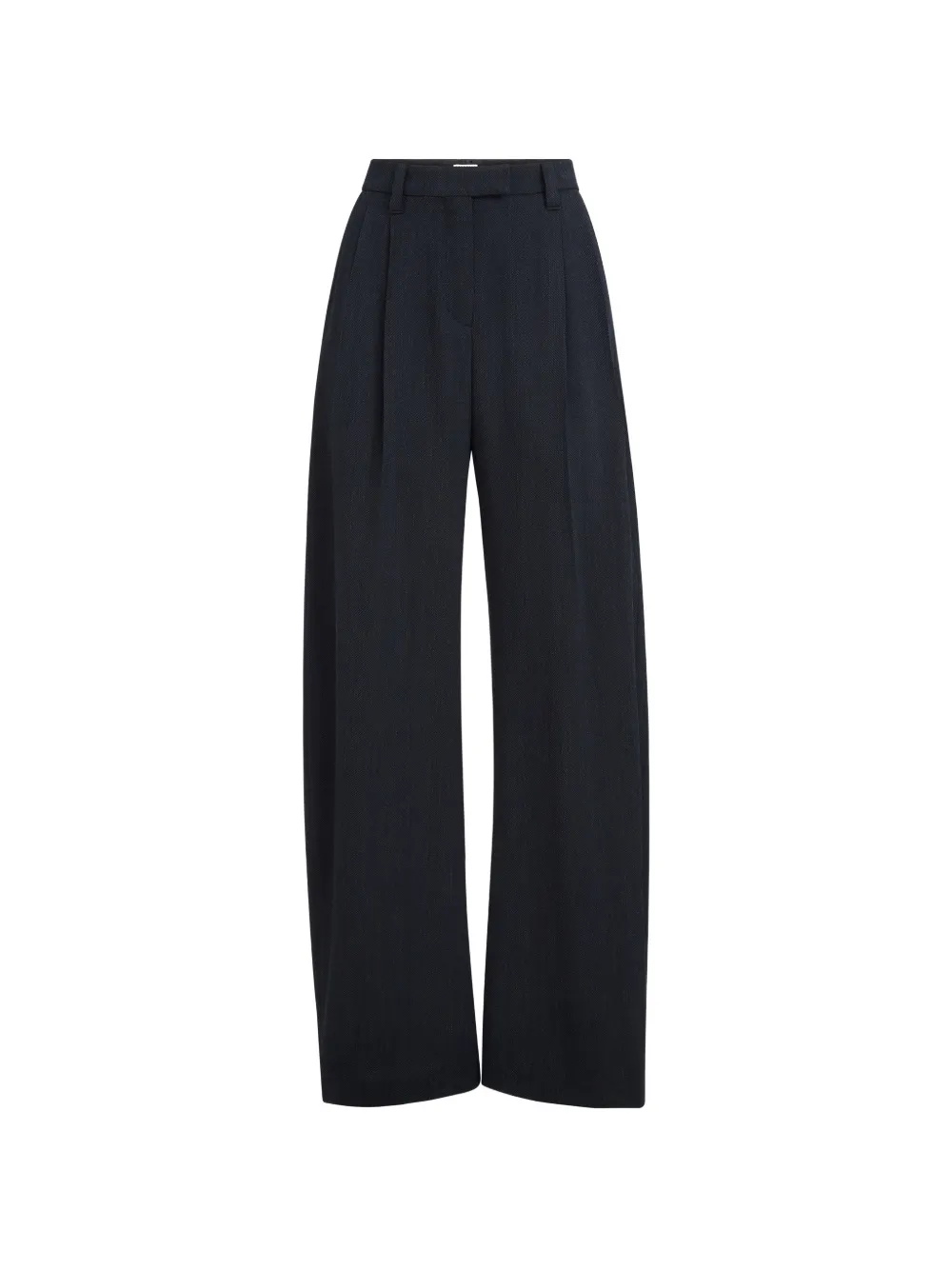 Brunello Cucinelli Maßgeschneiderte Barrel-Hose aus Schurwoll-Crêpe mit Chevron-Muster und Monili-Verzierung - Blau