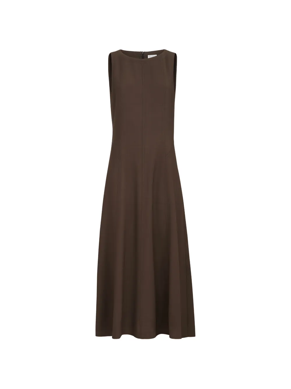 Brunello Cucinelli virgin-wool fluid twill flared dress - Brown