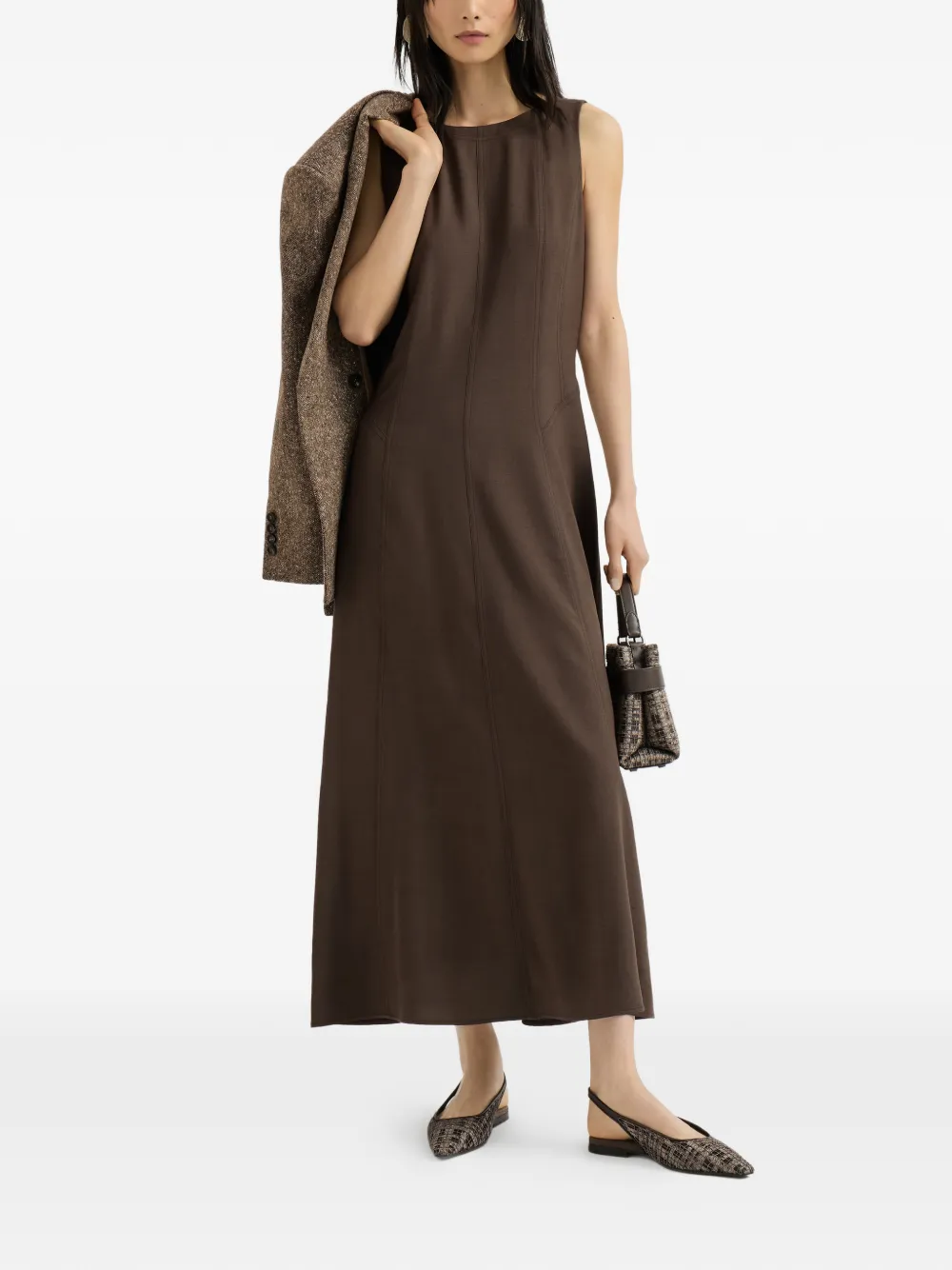 Brunello Cucinelli Jurk met flared patroon Bruin