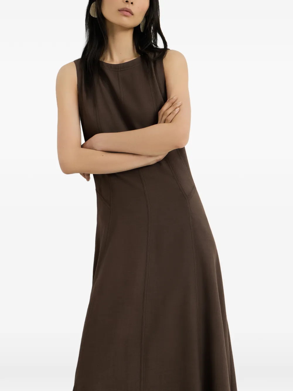 Brunello Cucinelli Jurk met flared patroon Bruin