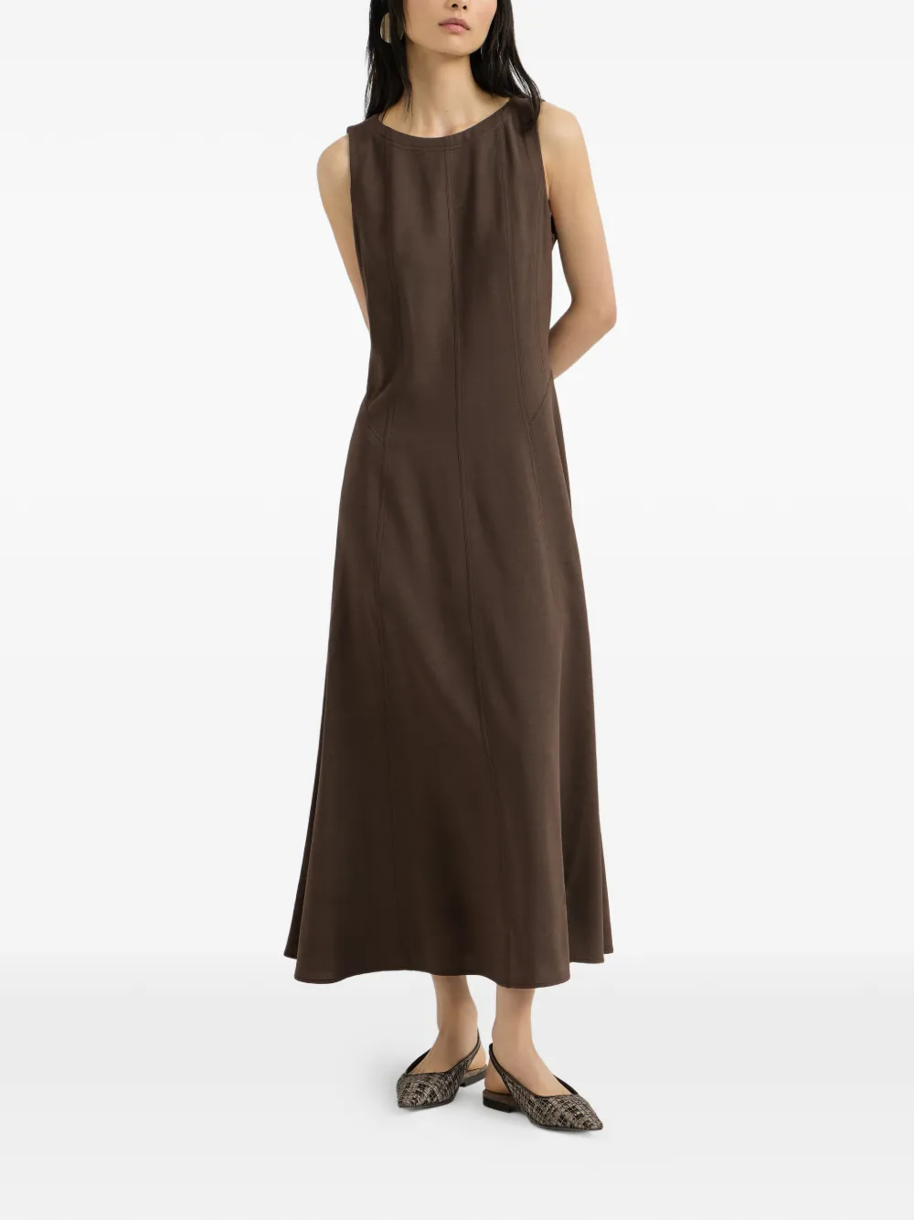 Brunello Cucinelli Jurk met flared patroon Bruin