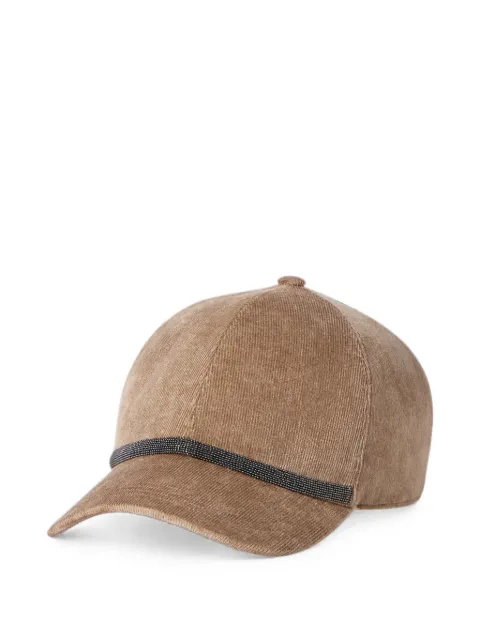 Brunello Cucinelli fluid corduroy baseball cap with shiny band
