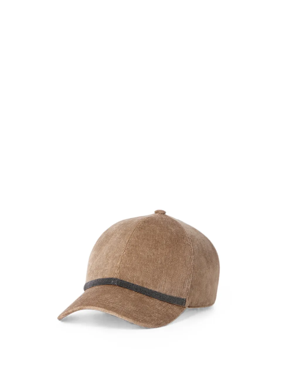 Brunello Cucinelli Ribfluwelen honkbalpet met glanzende band Beige