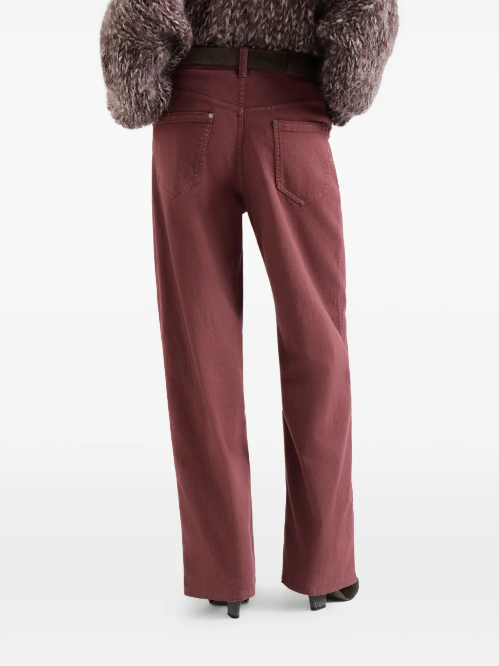 Brunello Cucinelli Denim broek met monili-effect Rood