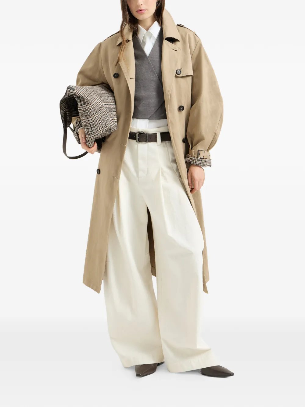 Brunello Cucinelli Tropisch luxe wollen vest met monili Grijs