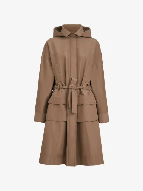 Brunello Cucinelli techno-cotton taffeta coat with detachable hood and shiny zipper pull