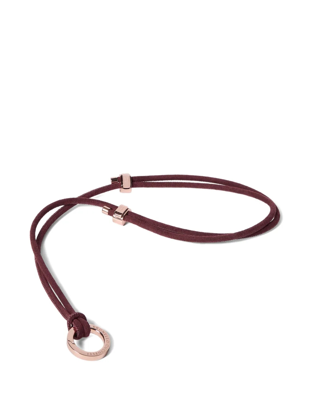 Brunello Cucinelli Alcantara glazen koord met monili Rood