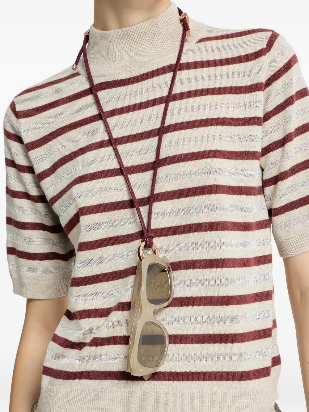 Brunello Cucinelli Alcantara glazen koord met monili Rood