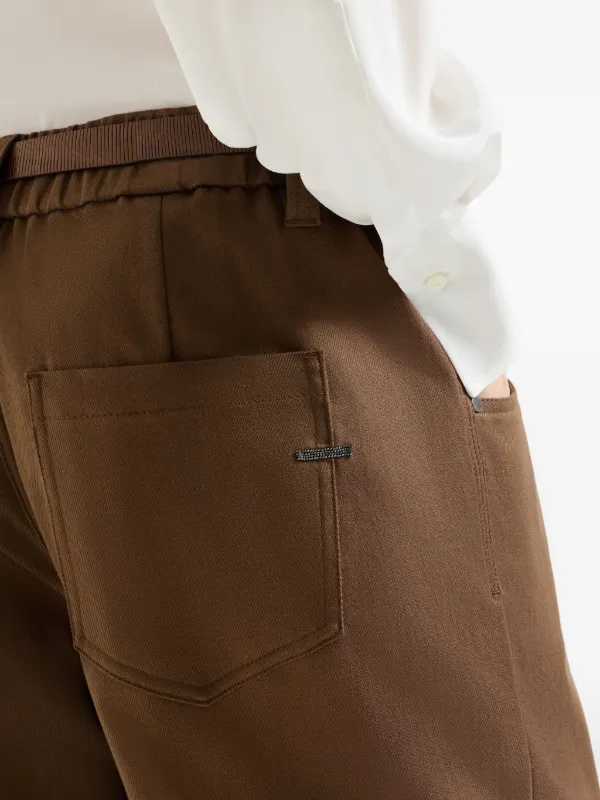 Brunello Cucinelli Stretch Cotton Cover Baggy pull-on Trousers