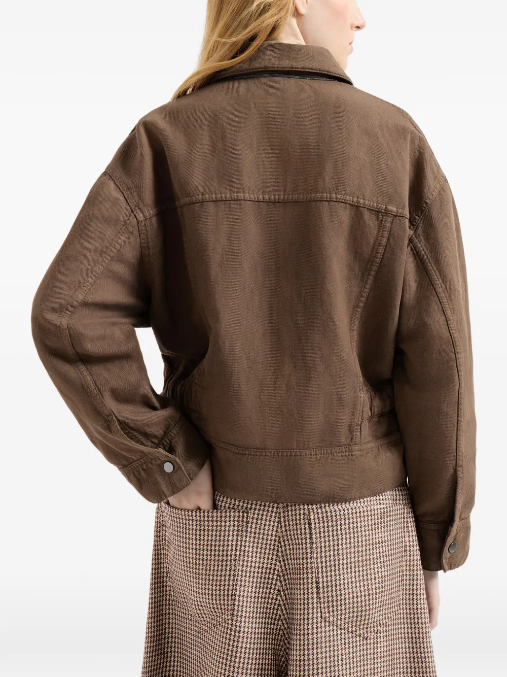 Brunello Cucinelli Jack van katoenen en linnen met monili en geverfd effect Bruin