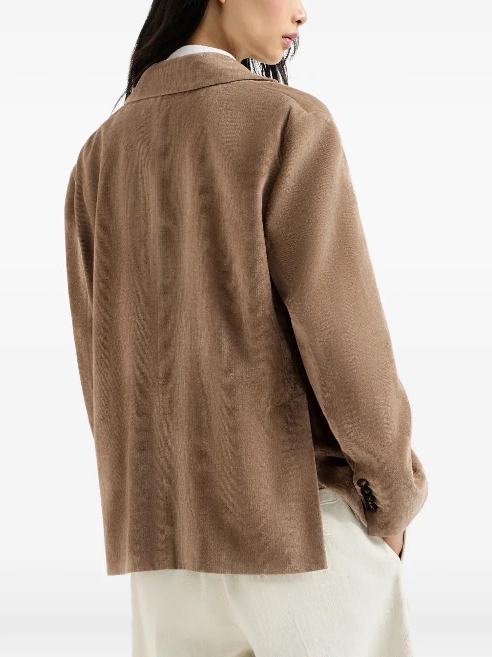 Brunello Cucinelli Ribfluwelen blazer met Monili Beige