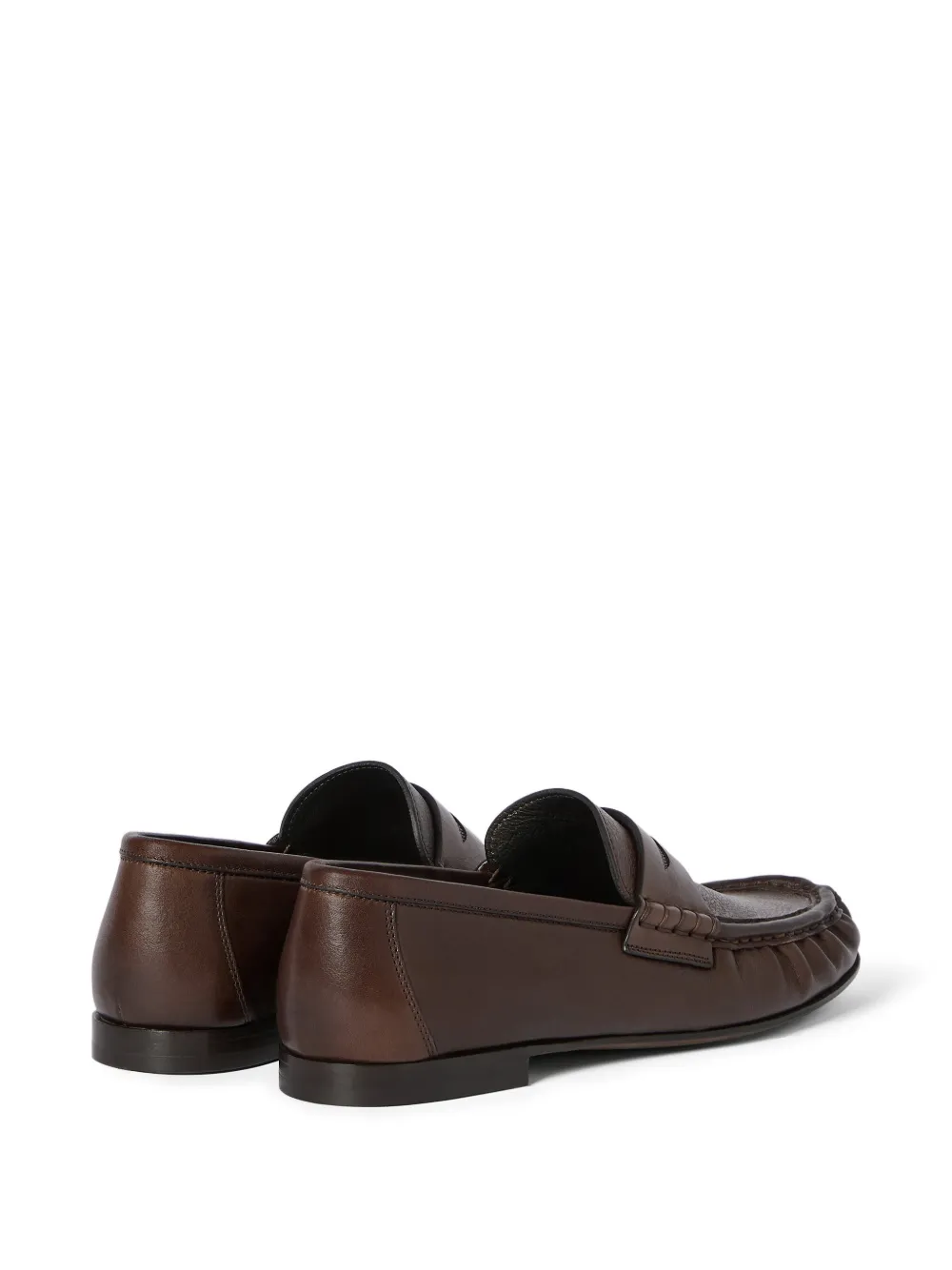 Brunello Cucinelli Kalfsleren penny loafers met kostbaar detail Bruin